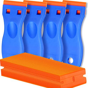 4 Pcs Plastic Razor Blade Scraper - 100 Pcs Blades