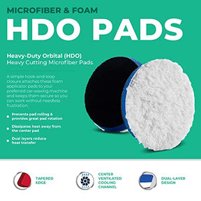 Lake Country HDO Heavy Cutting Microfiber pad, 3.5, 5.5, & 6.5 Inch Pads (3-PK)
