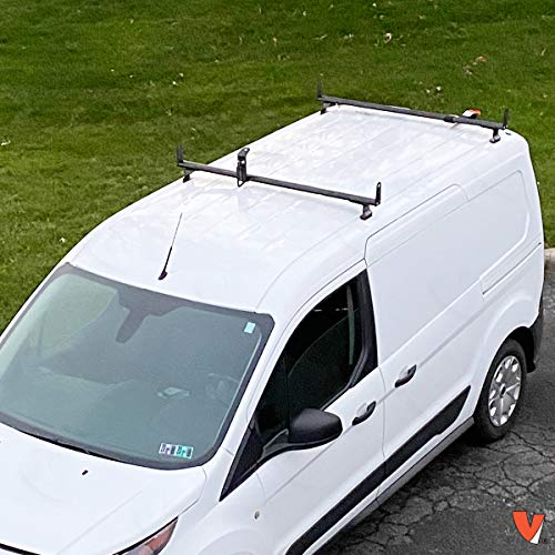 J2000 Aluminum Ladder Roof Rack 2 bar System with Accessories for a 2014-Newer Transit Connect Black