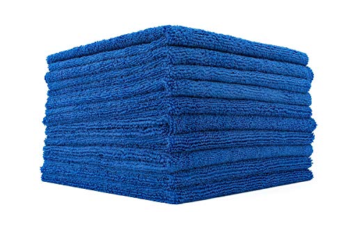 The Rag Company - Edgeless 365 Microfiber Towels (10-Pack) Premium 70/30 Blend, Professional Polishing, Wax Removal, Auto Detailing, 365gsm, 16in x 16n, Royal Blue